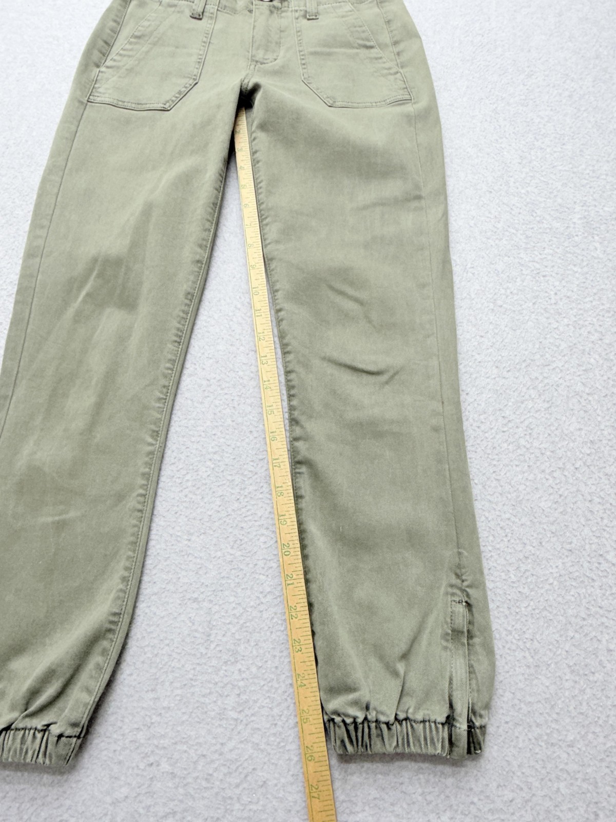 PAIGE Mayslie Jogger Pants Womens 24 Green Twill Ankle Zip Elastic Cuff