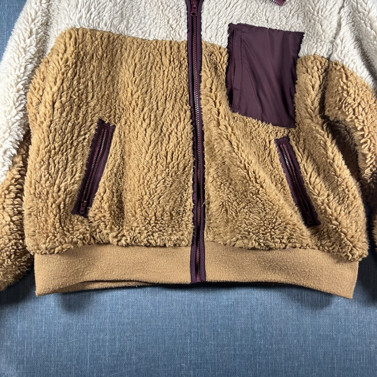 American Eagle Womens Jacket Brown Long Sleeve Full Zip Size M Acrylic Blend