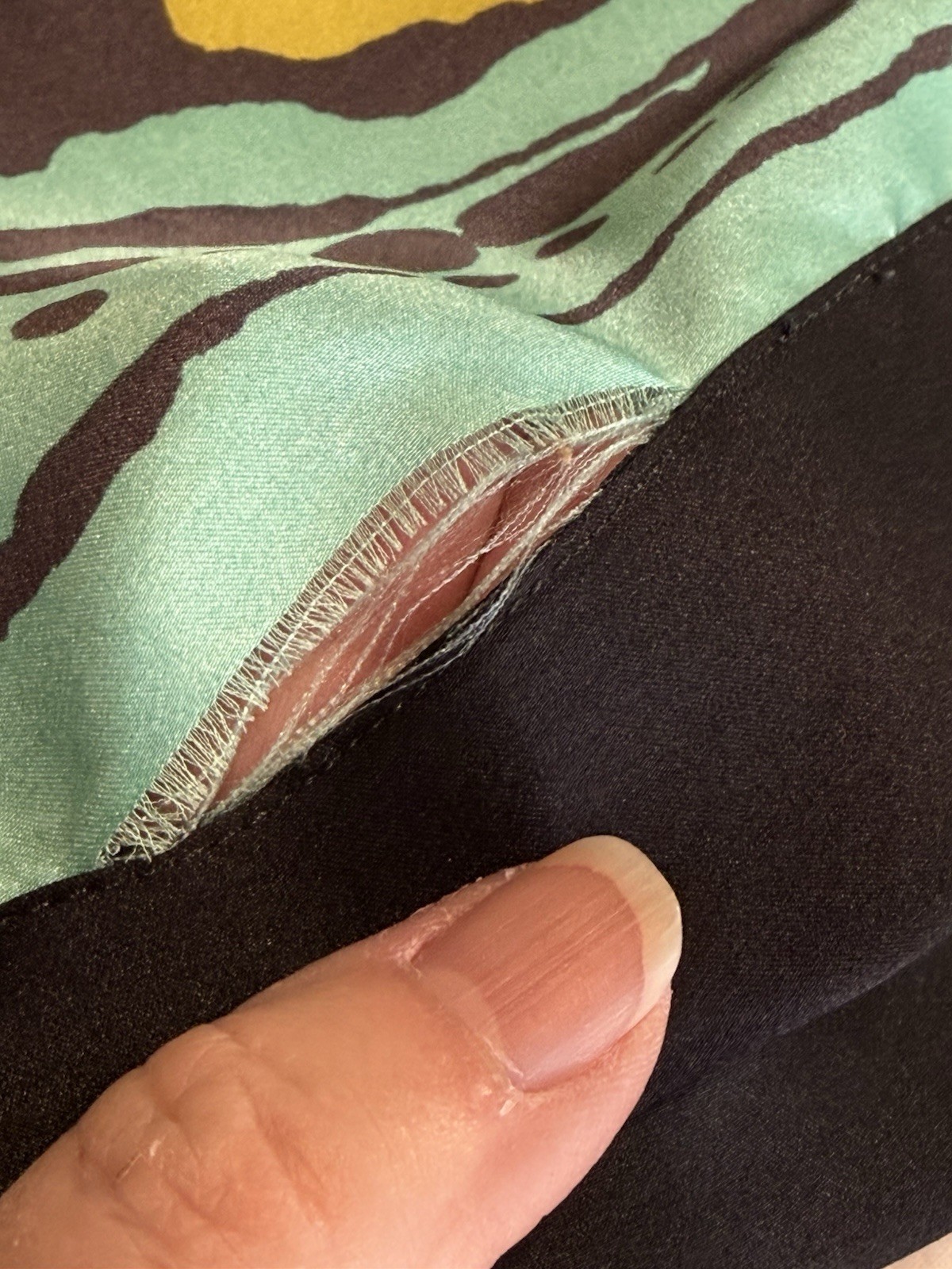 Vera Neumann Bold Teal Black Celadon Silk Scarf With Double Layer Border 43in Sq
