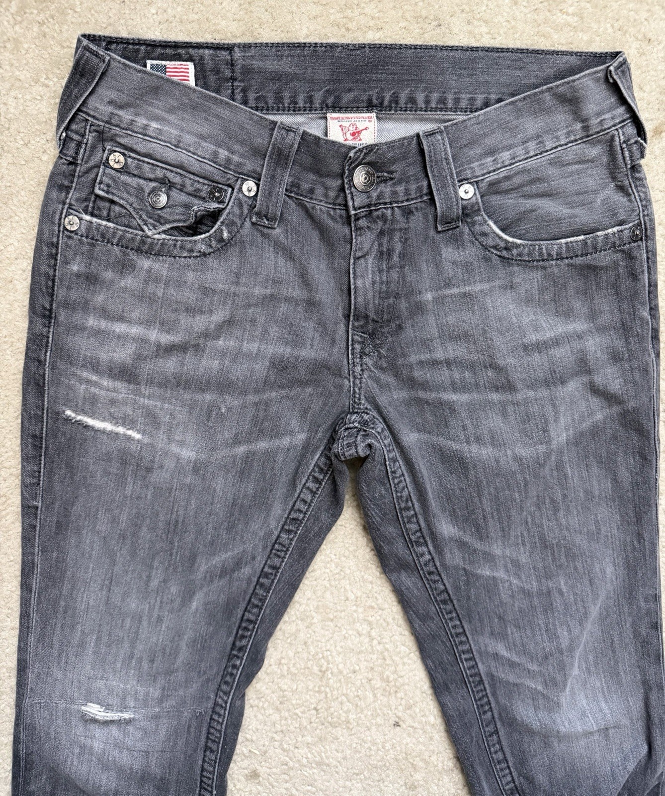 True Religion Mens 32 World Tour Section Ricky Seat 34 Denim Jeans Pants