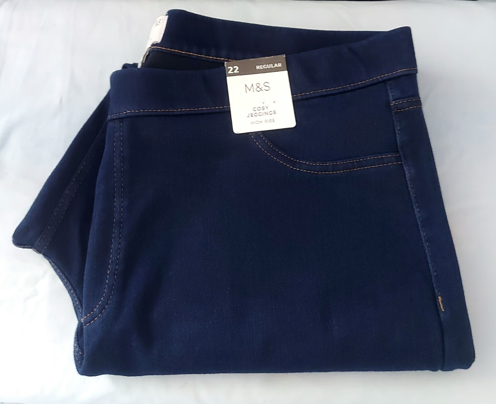 M&S Ladies High Rise Denim Jeggings With Stretch dark Indigo SZ 22 Regular BNWT