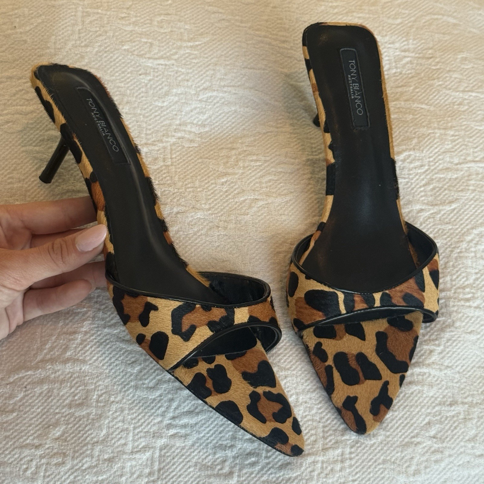 Tony Bianco Fiesta Kitten Heel in Leopard Pony Size 10 Calf Hair And Leather