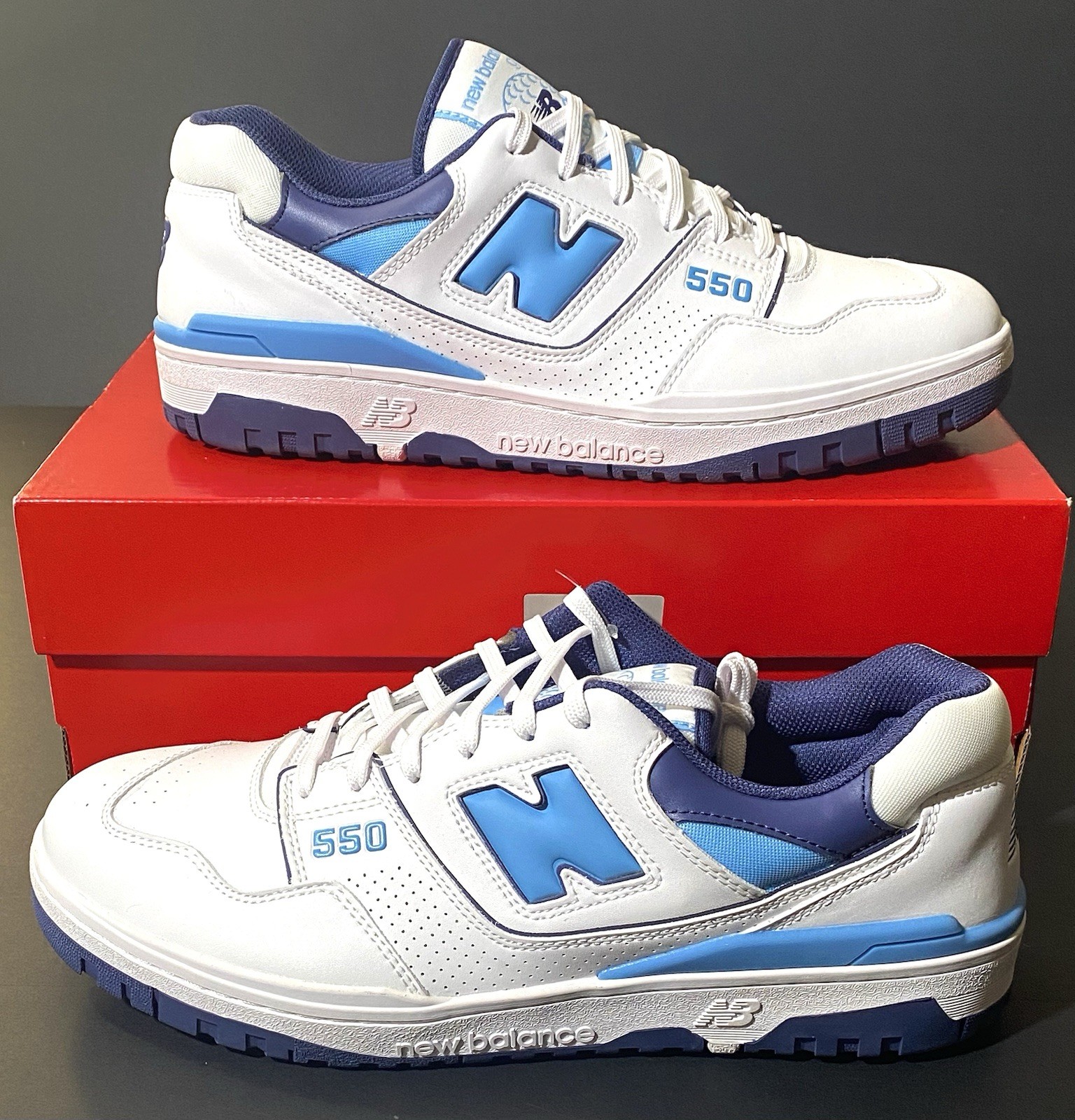 New Balance 550 UNC White University Blue Men’s Size 8.5 550 SL Golf New In Box