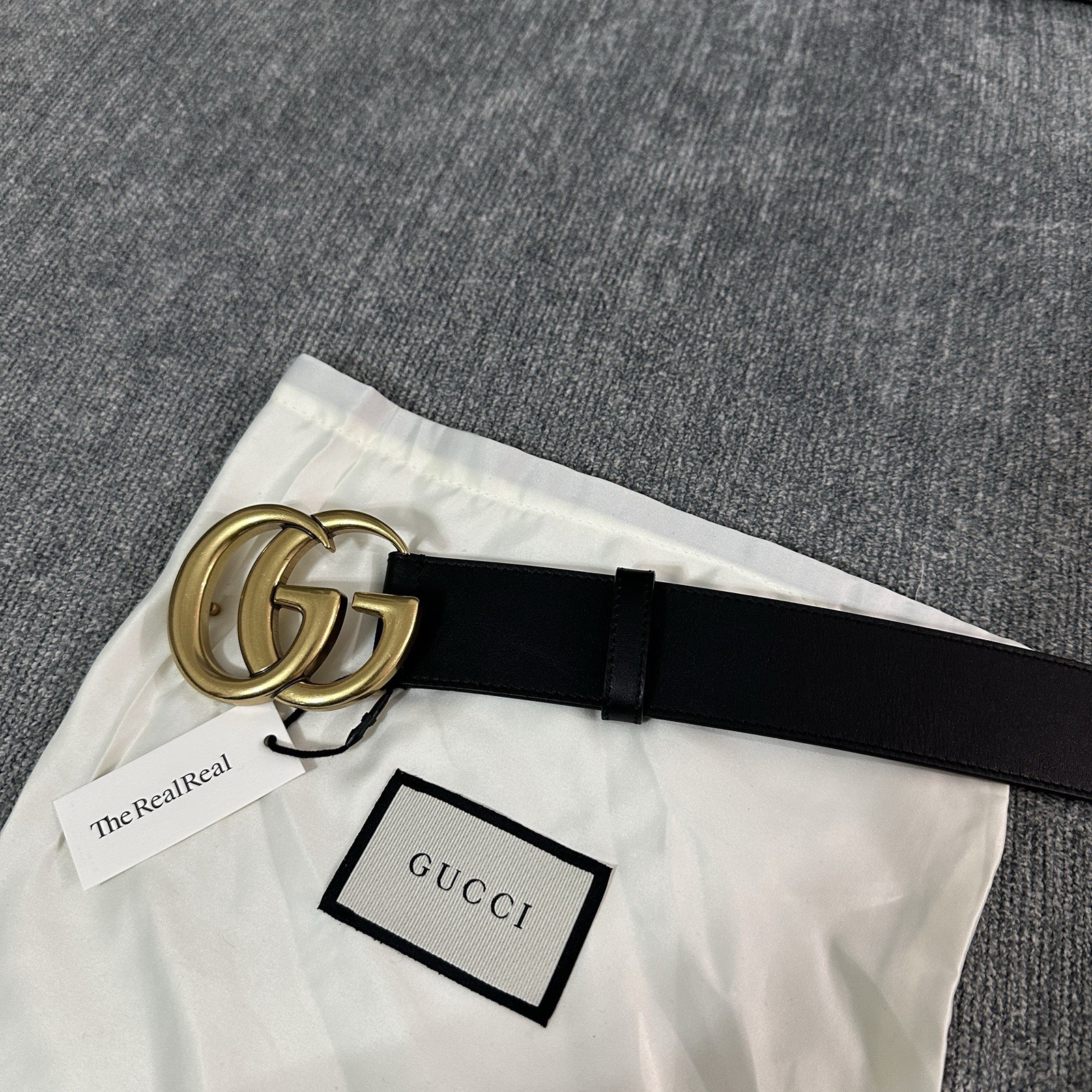 Authentic Gucci Black Leather GG Belt, Size 75cm Women 0-2