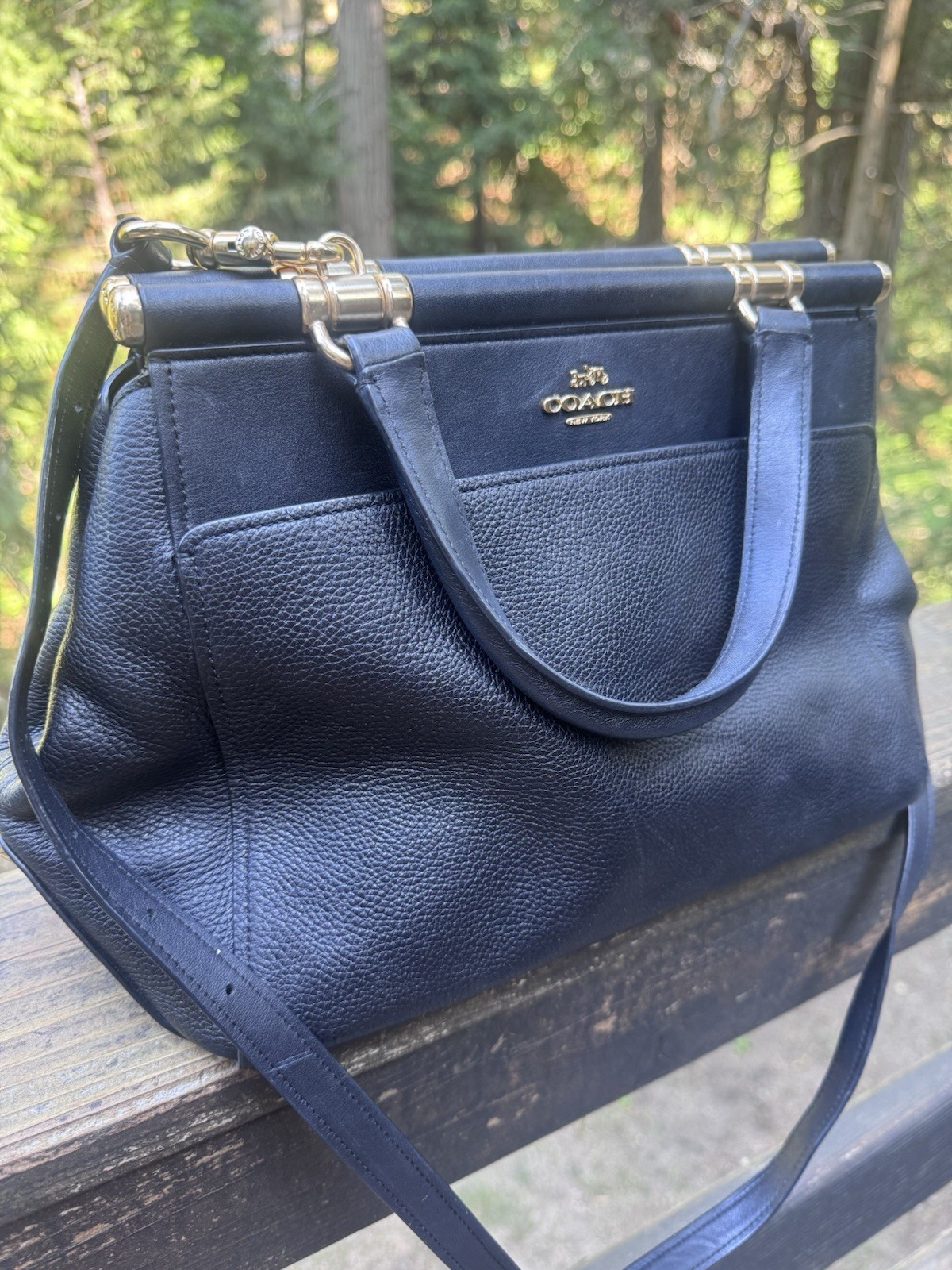 Coach Grace Black Leather Satchel Crossbody Handbag