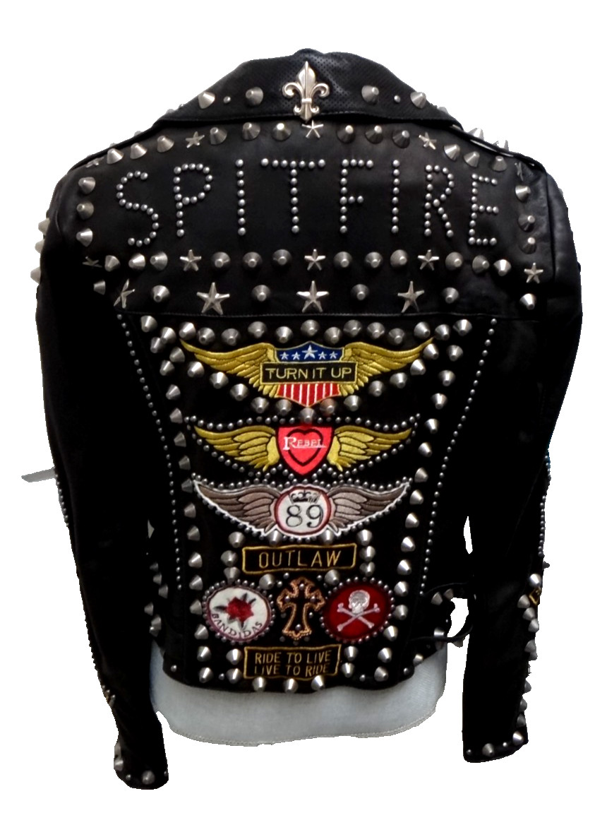 Double D Ranch Angels on Horseback Biker Jacket Embellished Black Leather Size M