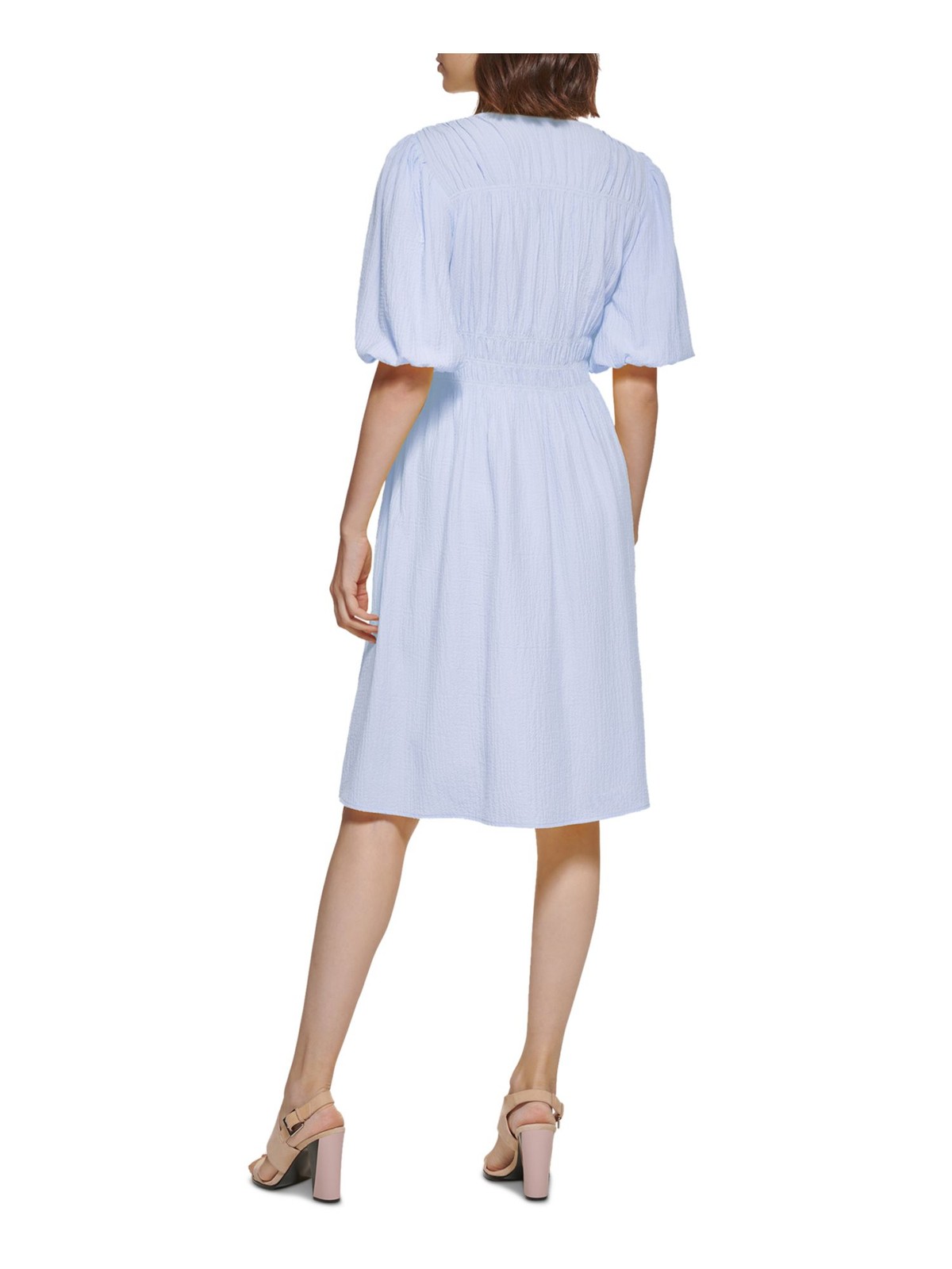 CALVIN KLEIN Womens Pouf Sleeve Above The Knee Wear To Work Fit + Flare Dress