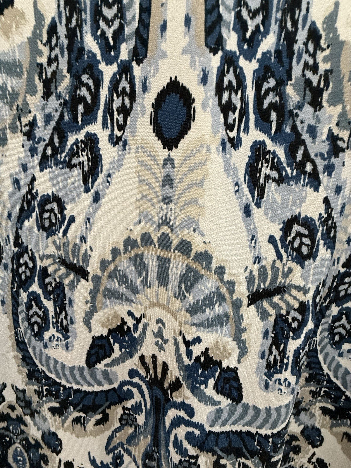 Avenue Blue/White Paisley Knit Shift Dress Short Sleeve Round Neck Knee 22/24