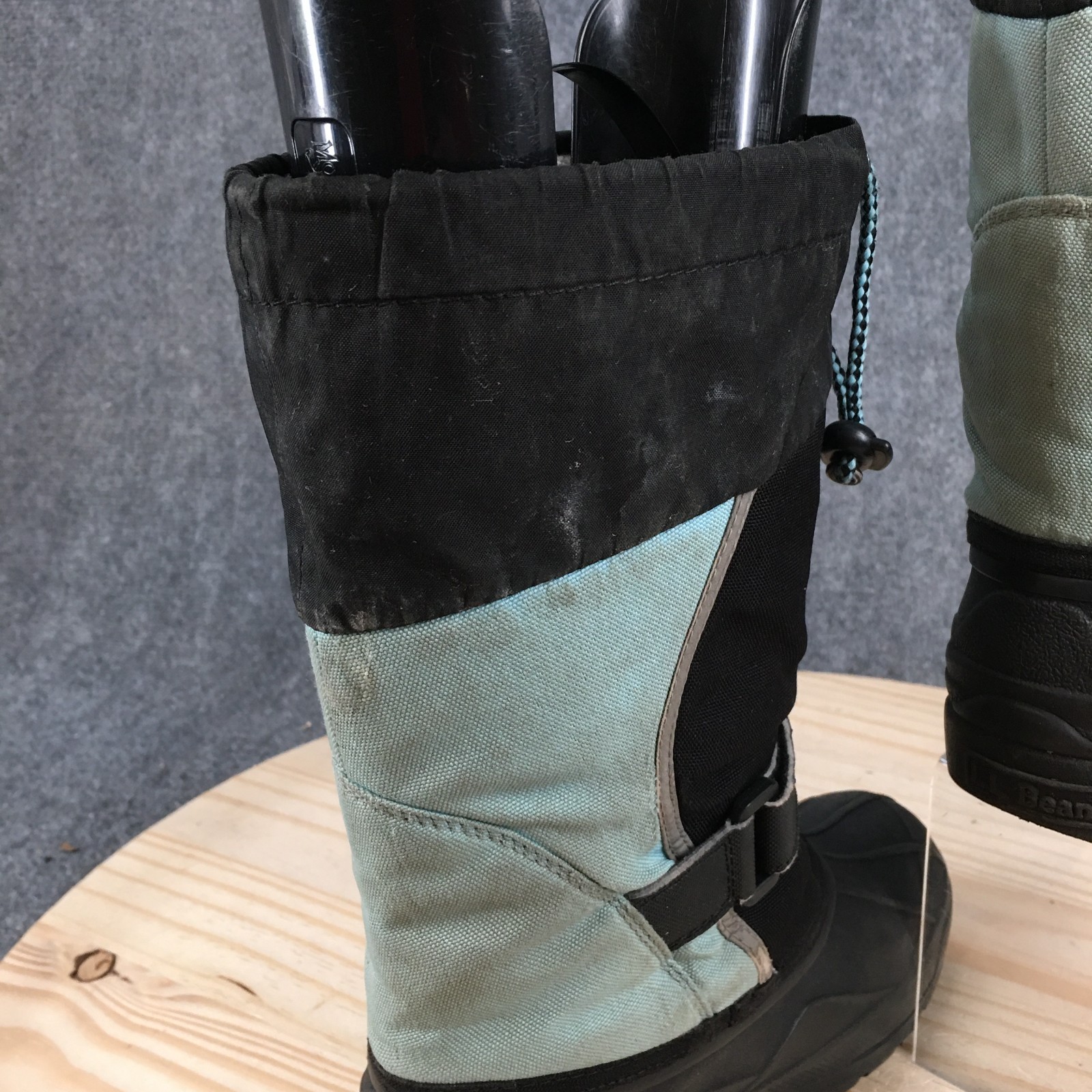 L.L. Bean Boot Children 4 Northwoods Snow Winter Hook-And-Loop Strap Black Blue