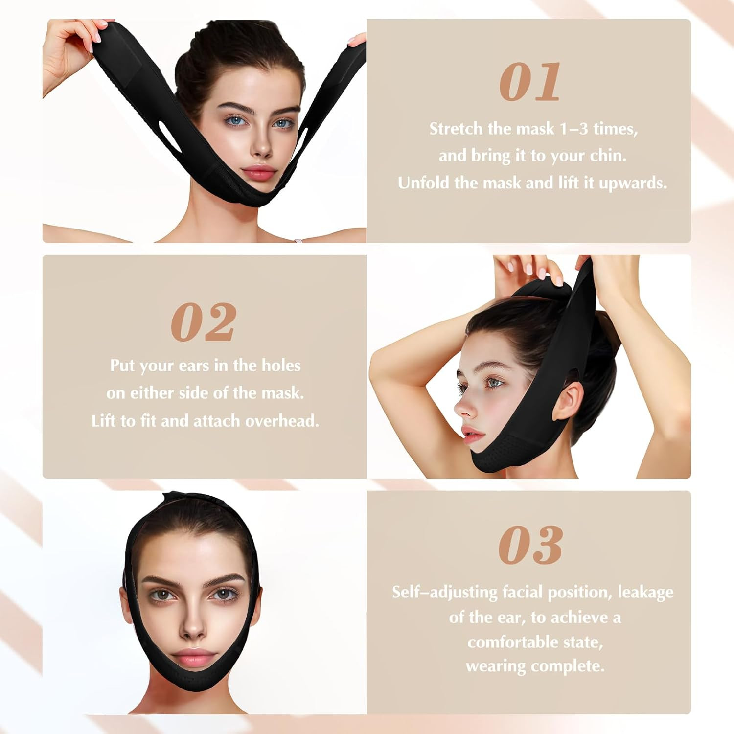Reusable V Line Lifting Mask with Chin Strap, V Shaped Face Mask for Sagging, Ja