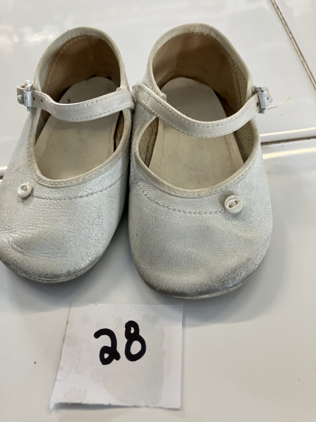 Vintage White Baby Dress Shoes 4.5 Inches Long