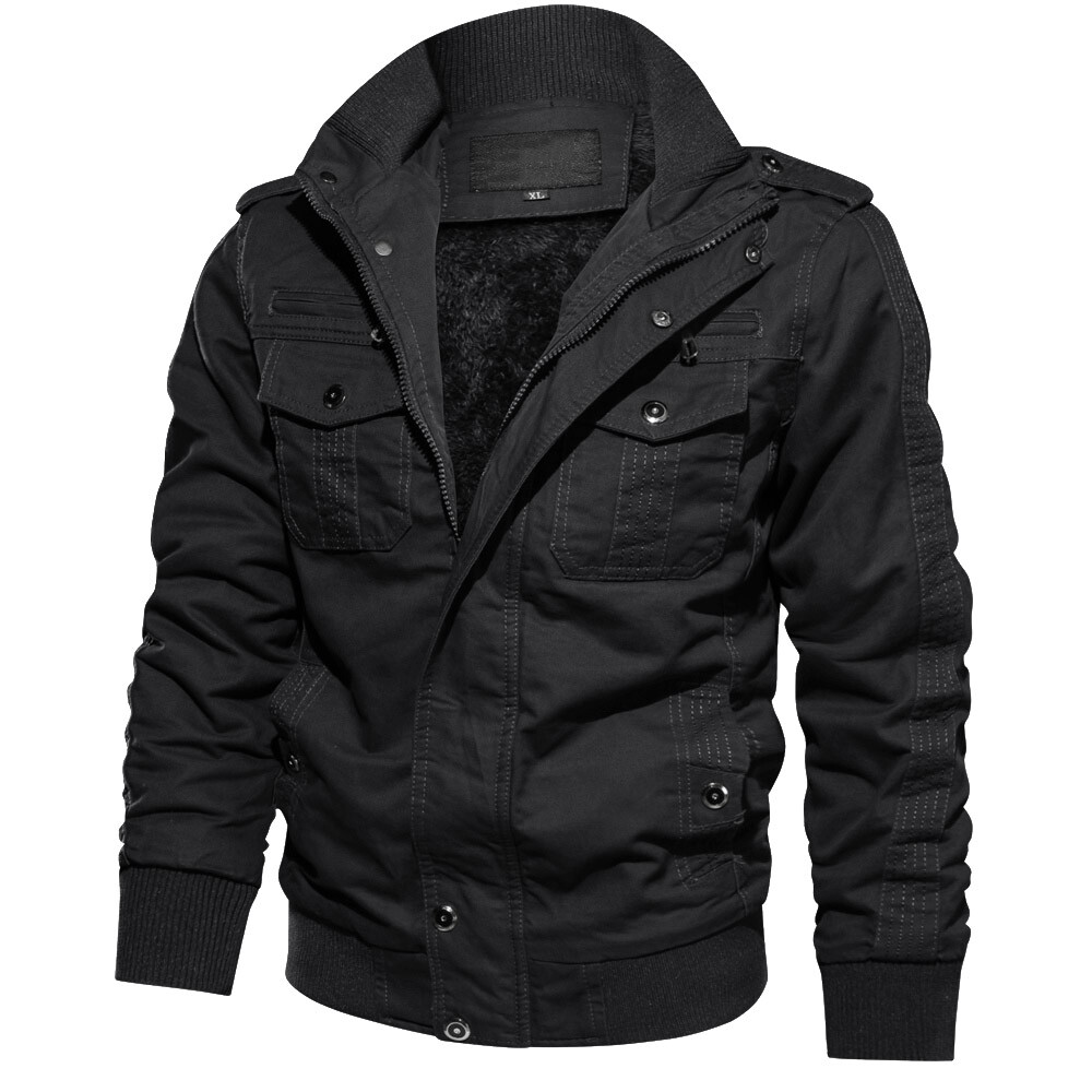 TACVASEN Men’s Jacket Fleece Lined Cargo Work Winter Coat Bomber Jackets Outwear