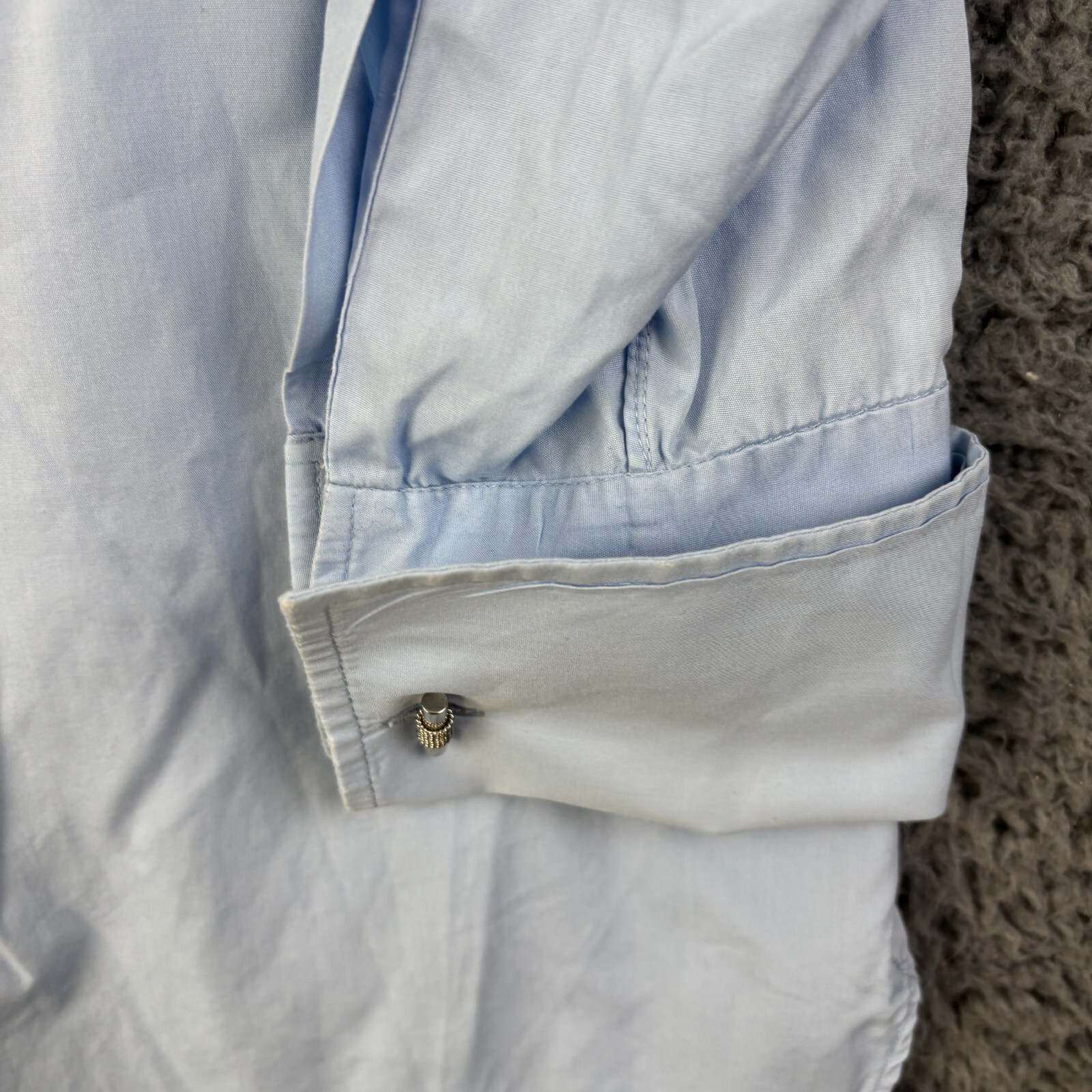 Stephen Lachter Shirt Men 16″ 50″ Chest Blue Dress Formal Double Cuff Savile