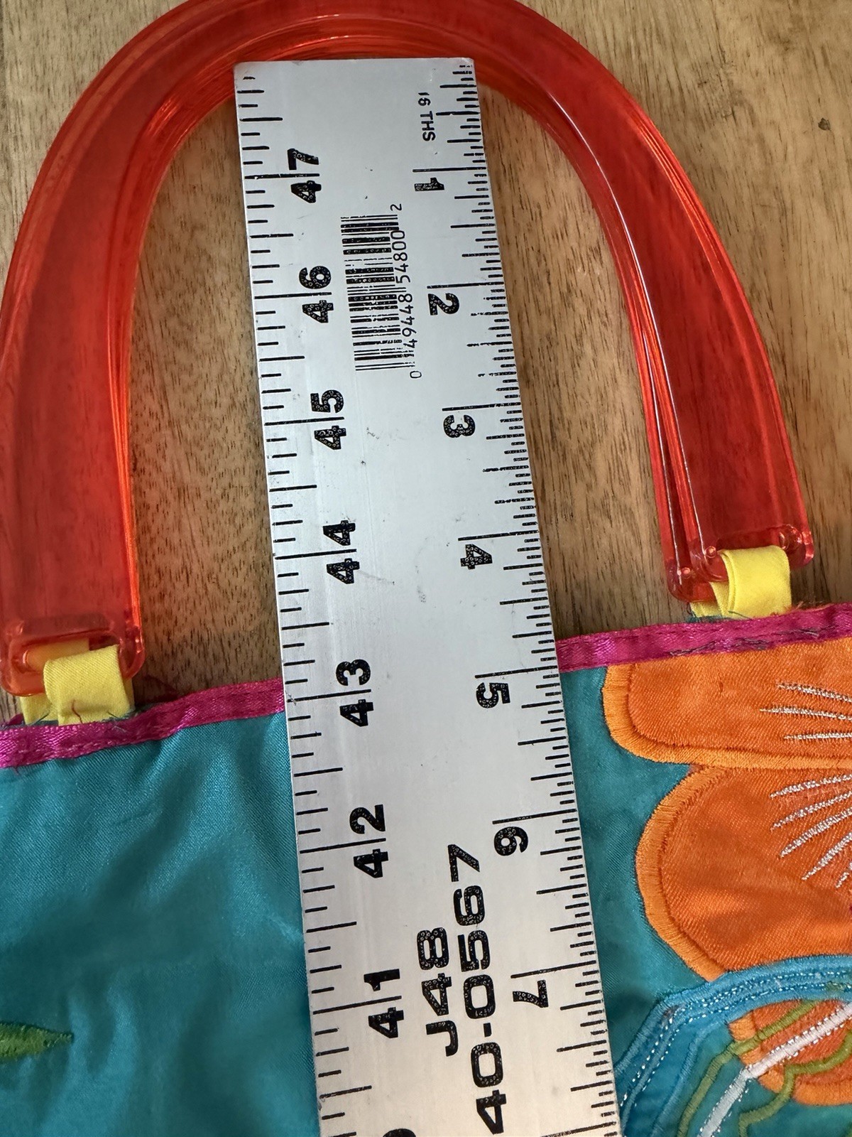 Accessorize Handbag Embroidered Parrot Tropical Dbl Plastic Handles 11.5” Square