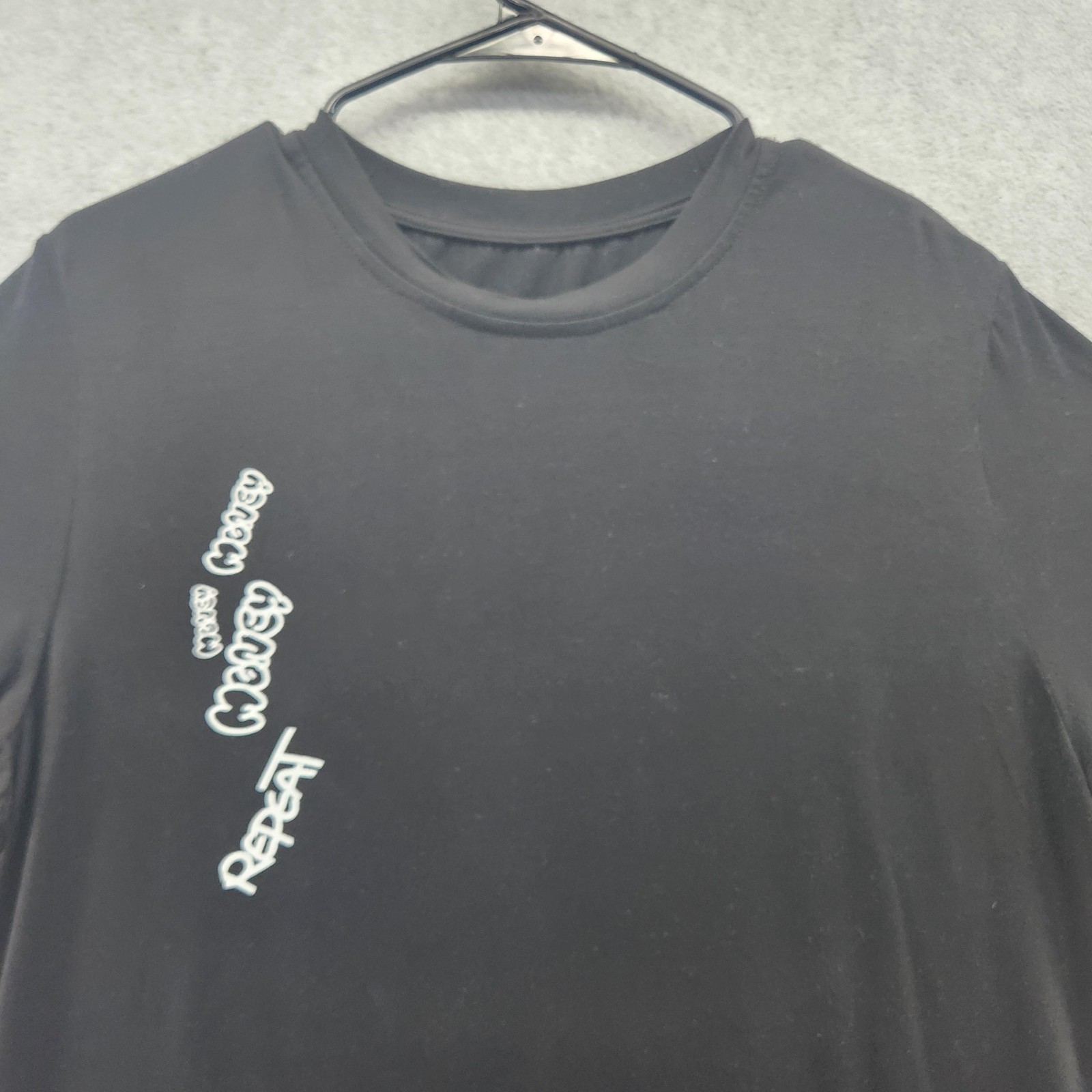 SHEIN Shirt Mens Small Black Graphic Money Repeat Smile Flame Earth Tee