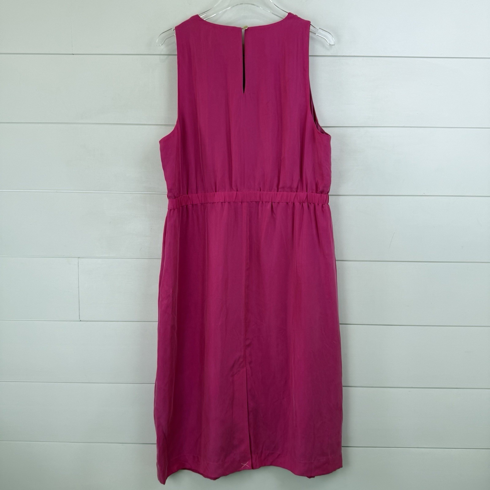 NWT J.Crew Sleeveless Elastic Waist Dress Women XL Festival Pink Cupro Viscose