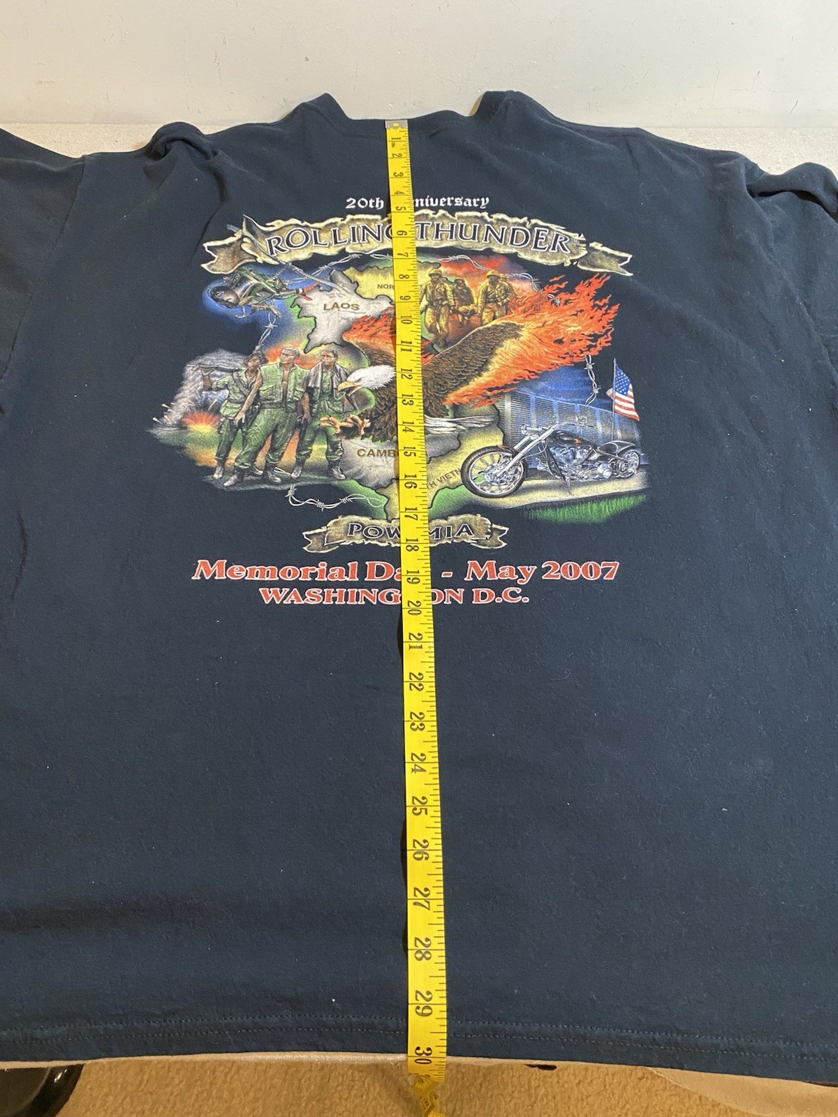 20th Anniversary ROLLING THUNDER Commemorative Graphic T-Shirt 2007 Men’s 2XL