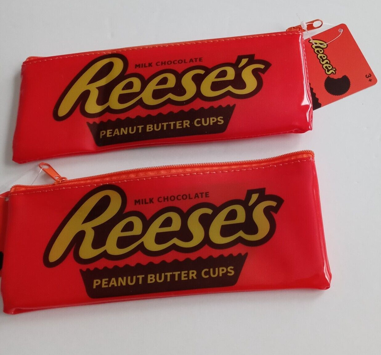 Reese’s Peanut Butter Cup Zip Pouch Pencil Pen Case Cosmetic Bag Lot of 2