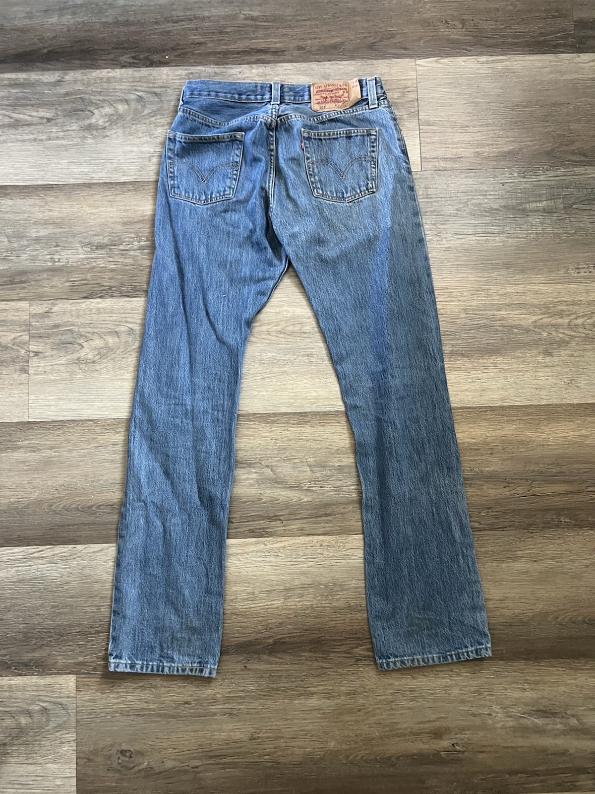 Levi’s Original 501 Straight Leg Button Fly Men’s Blue Denim Jeans 30×34 #3513