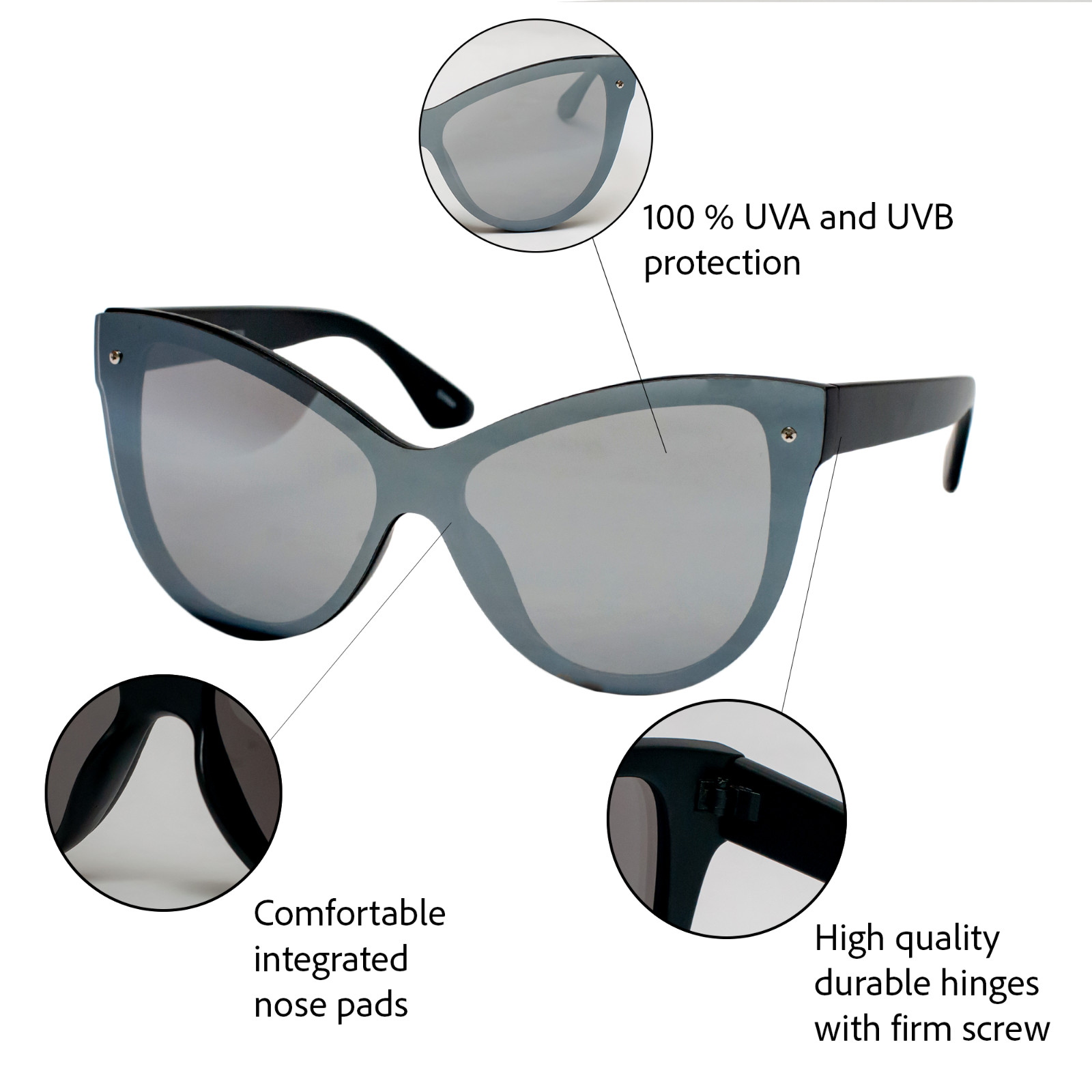 Sunglasses “BARBIE” Princess Cat Eye OVERSIZED Mirror Women LIM Gafas SHADZ