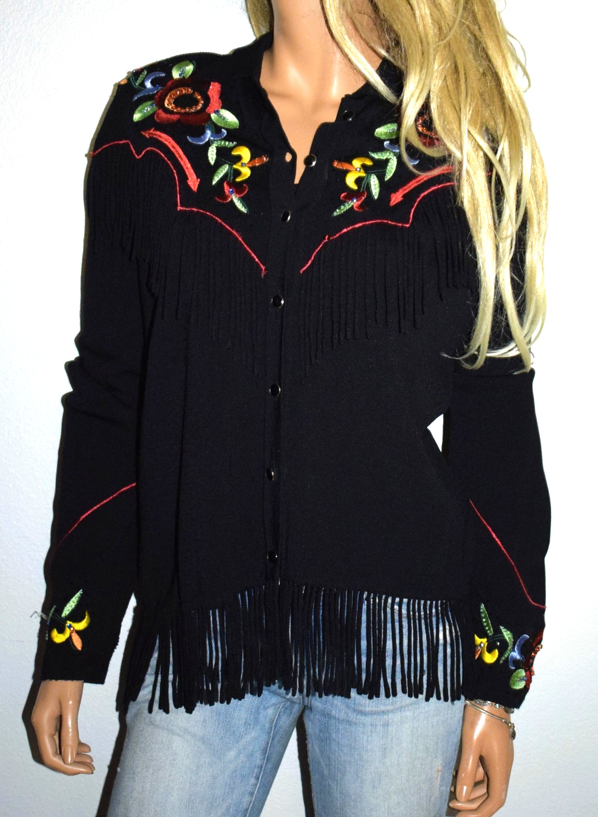 DOUBLE D RANCH Rodeo & Rhinestones Fringe Jacket Large