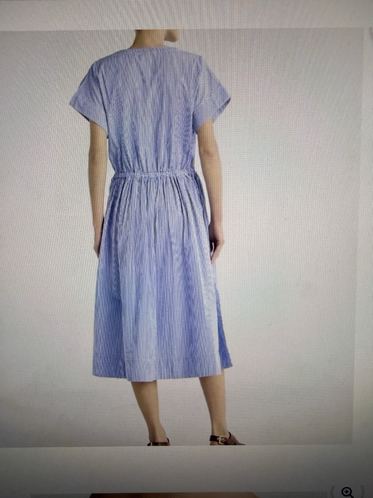 Free Assembly Blue/White Striped Zip Midi Dress Drawstring Pockets M NWOT