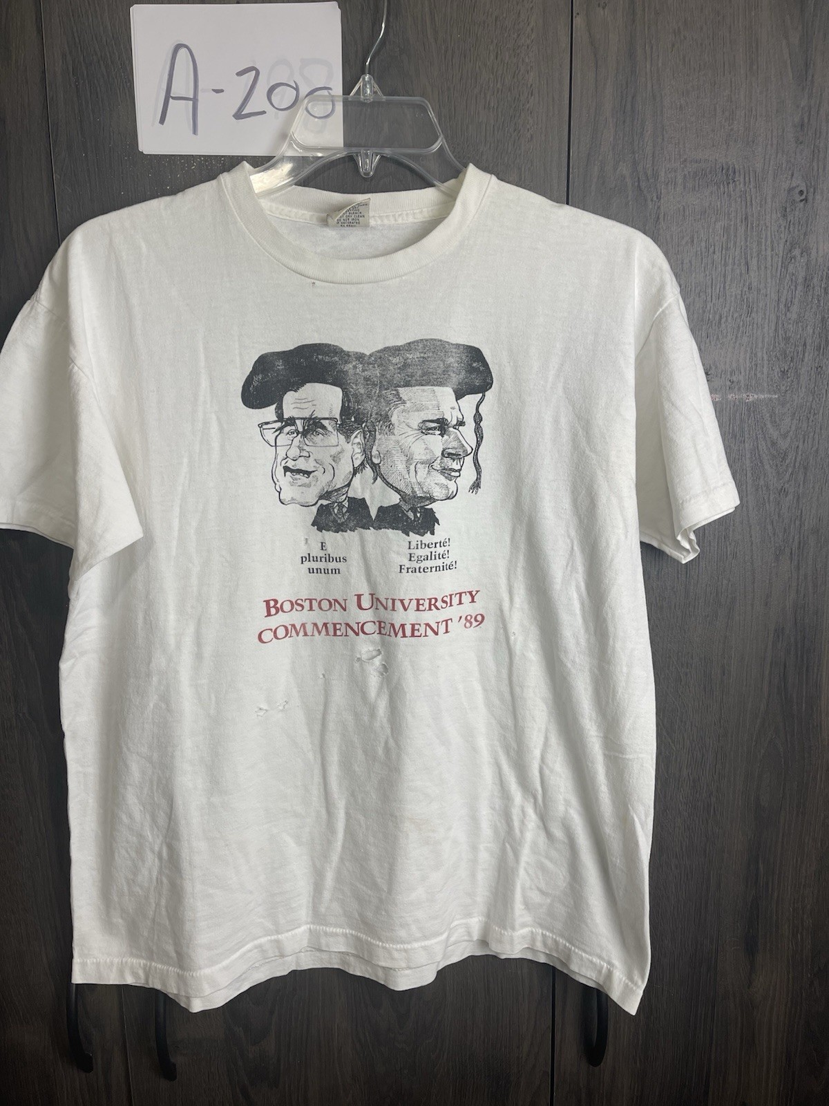 Vintage 1989 Single Stitch Boston University Commencement T-Shirt Distressed L