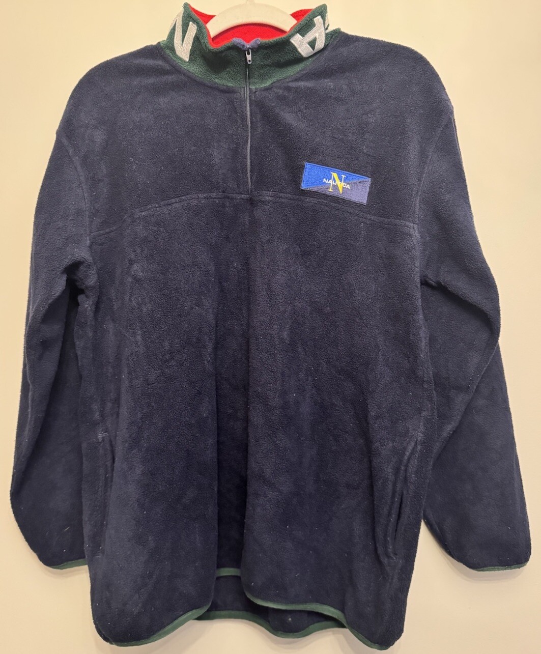 NAUTICA 1/4 Quarter Zip Fleece Navy Logo Womens Large 16-18