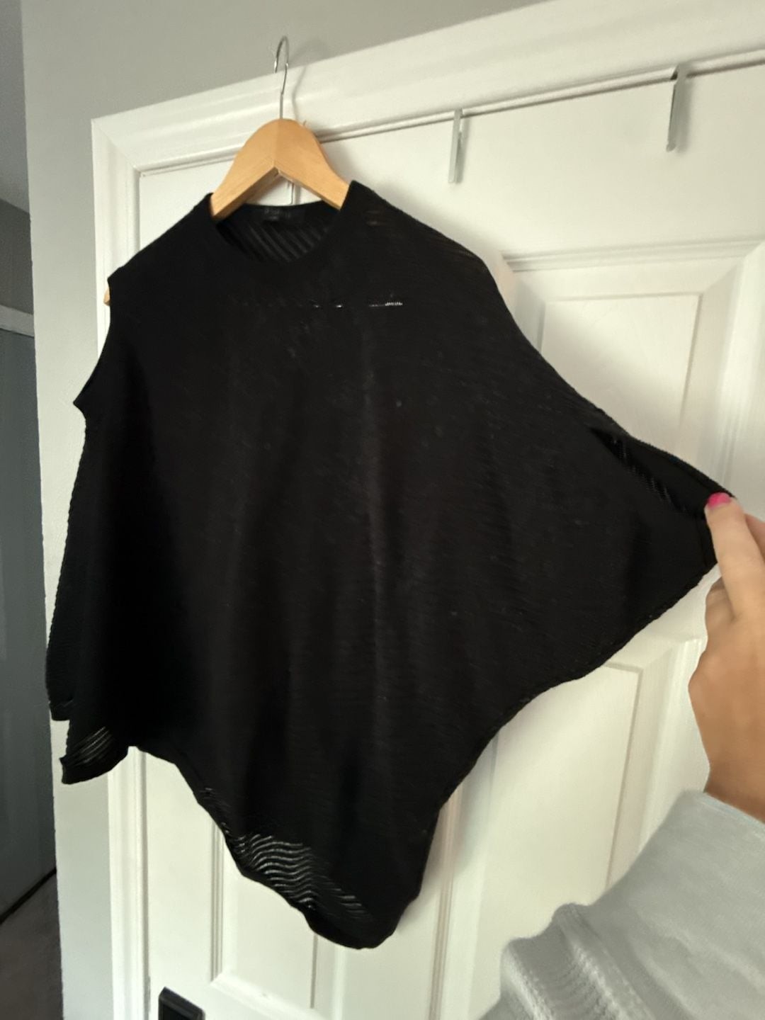 AllSaints Grid Tee Asymmetric Mesh Knit Top