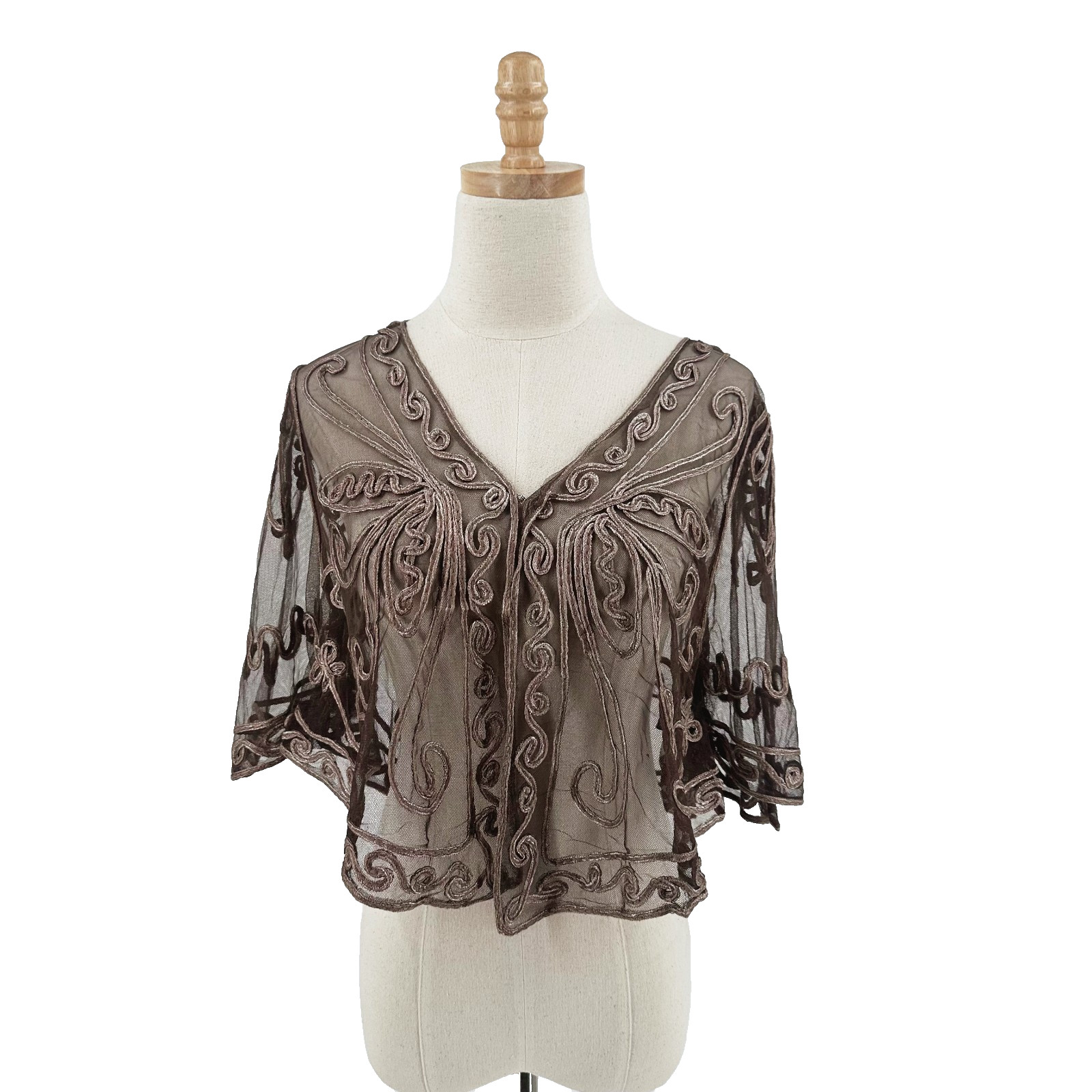 Pretty Angel Embroidered Sheer Kimono Top Small Boho Fairy Festival Romantic