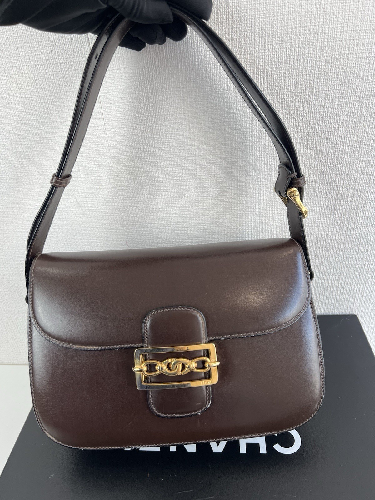 Celine Leather Horse Carriage Shoulder Bag Brown