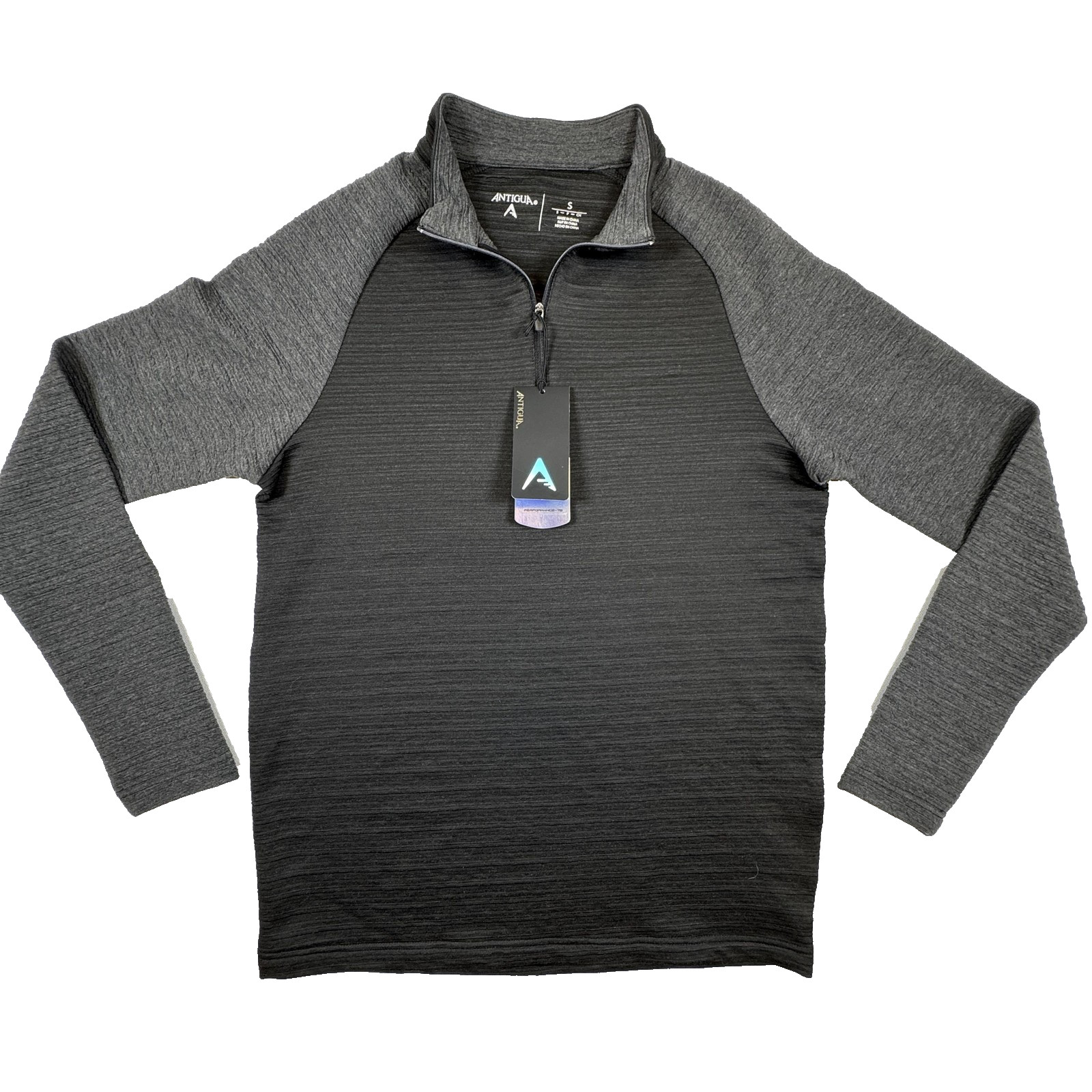 Antigua Lagoon Quarter Zip Pullover NWT Mens Small Black Gray Performance