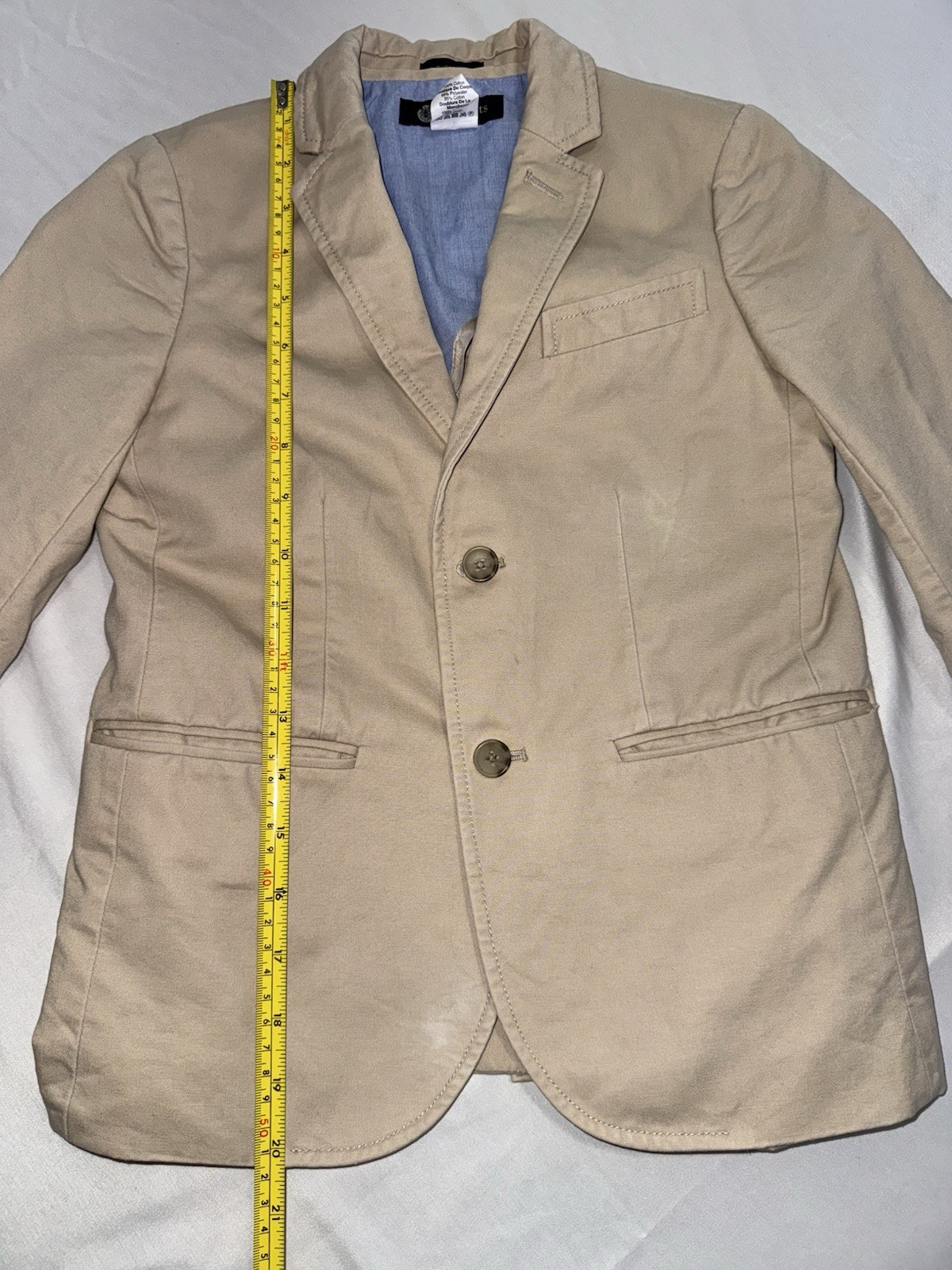 Crewcuts Beige Twill Cotton Blend Lined 2-Button Notch Blazer Jacket Size 8