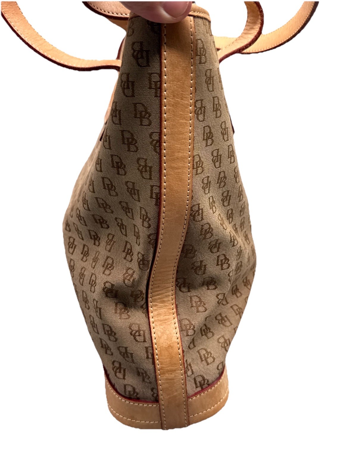 Dooney & Bourke Signature DB Tan Brown Shoulder Purse Tote Bag Handbag