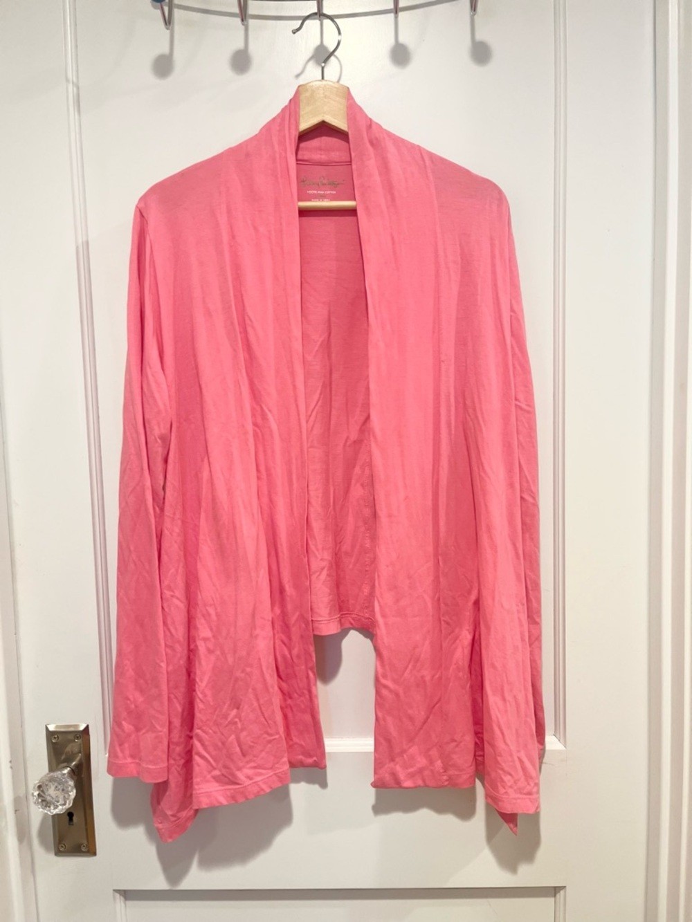 Lilly Pulitzer Katia Pink Pima Cardigan Sweater Pink Large