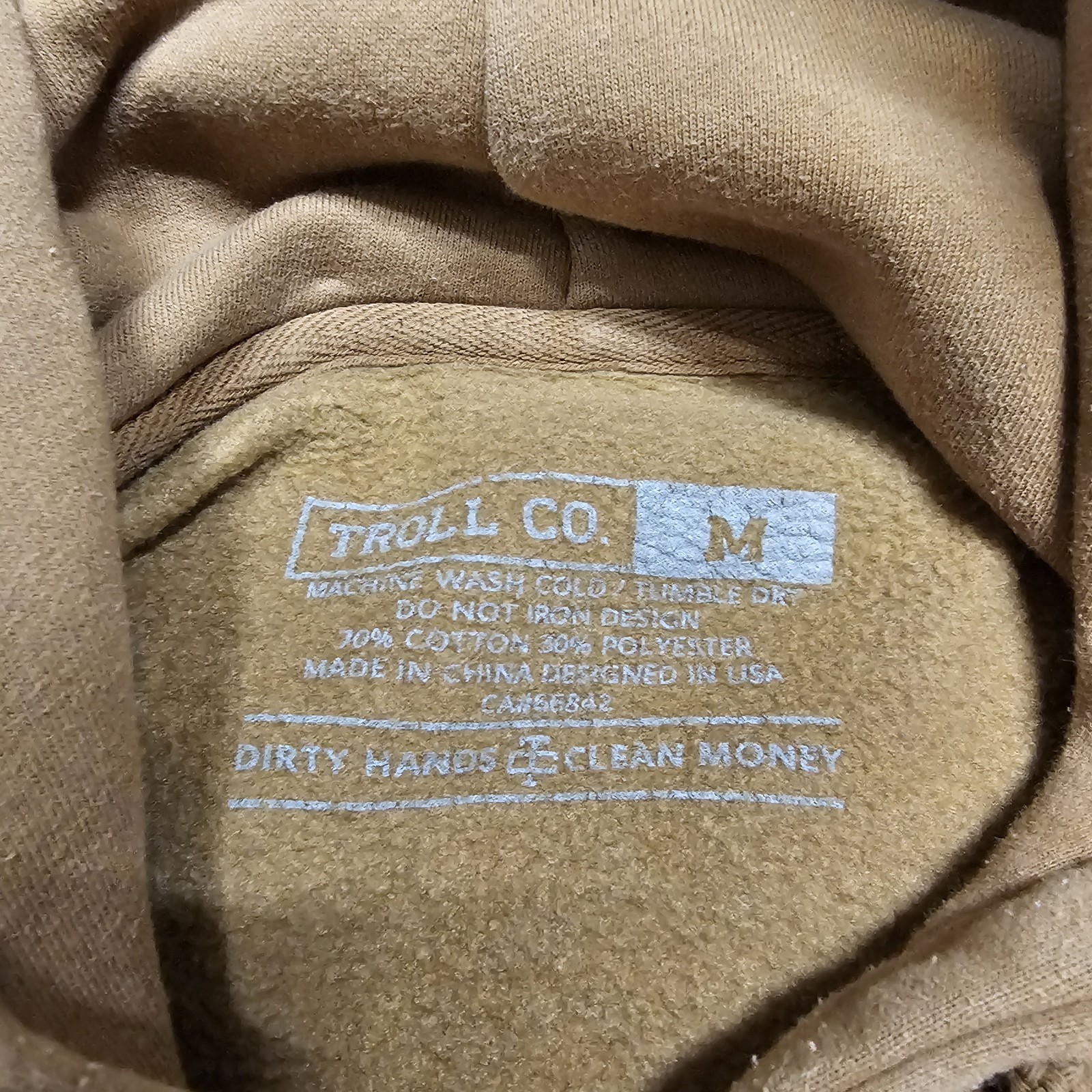 Troll Co Hoodie Mens Medium Pullover Sweatshirt Dirty Hands Clean Money Graphic