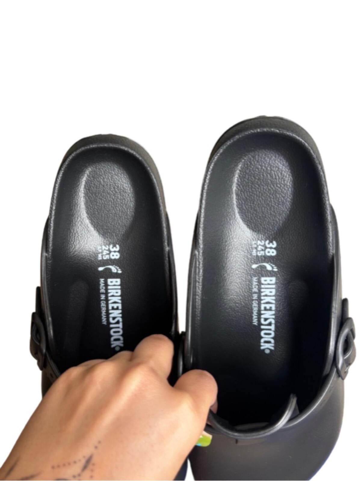 Blk Birkenstock Eva Clogs with Adjustable Strap • 38 Narrow