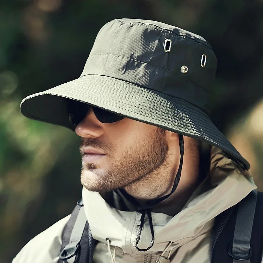 Wide Brim Sun Hat UV Protection Bucket Cap For Hiking Camping Fishing Safari Men