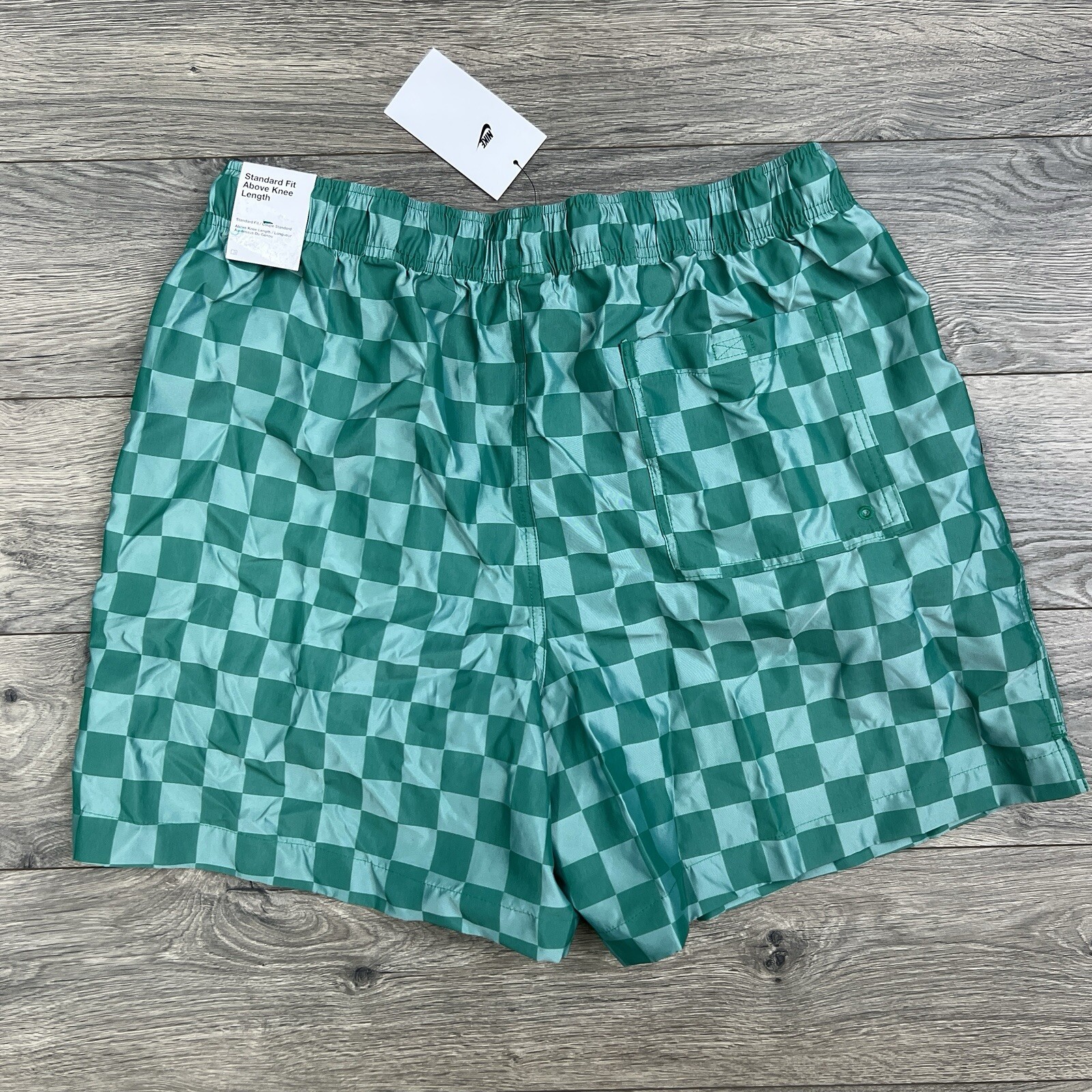 Nike Shorts Sz Large Mens Malachite Green White Club Flow Checkers $60