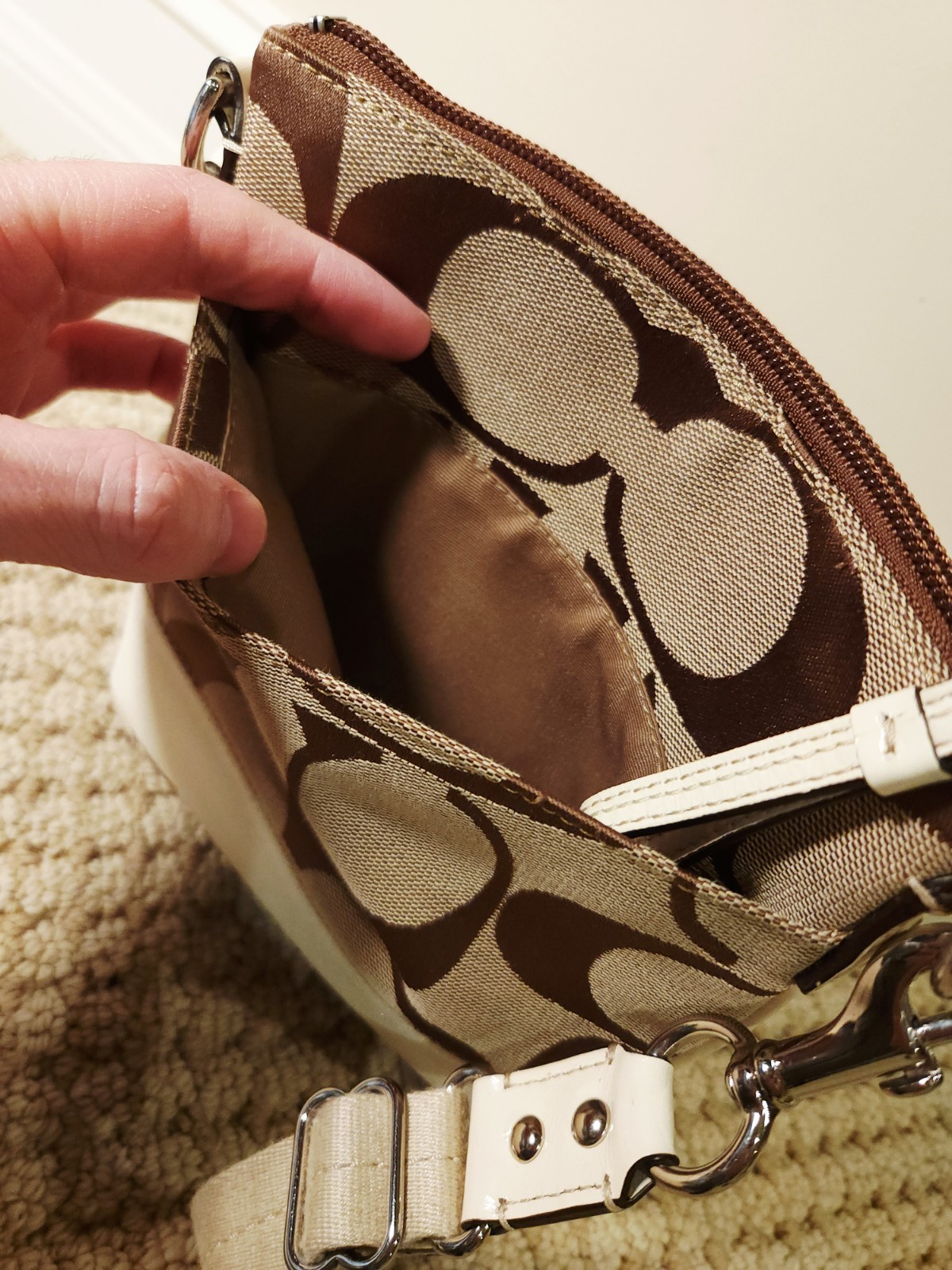 Coach | Vintage Small Brown Monogram CC Canvas Beige Crossbody Bag Pouch Purse