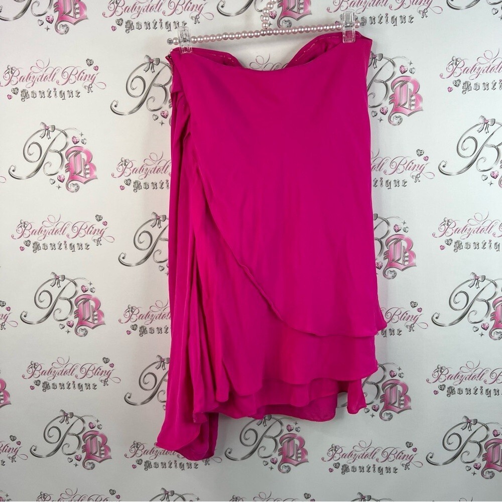 Adam Lippes silk strapless top or mini dress Vibrant Pink Asymmetrical draping