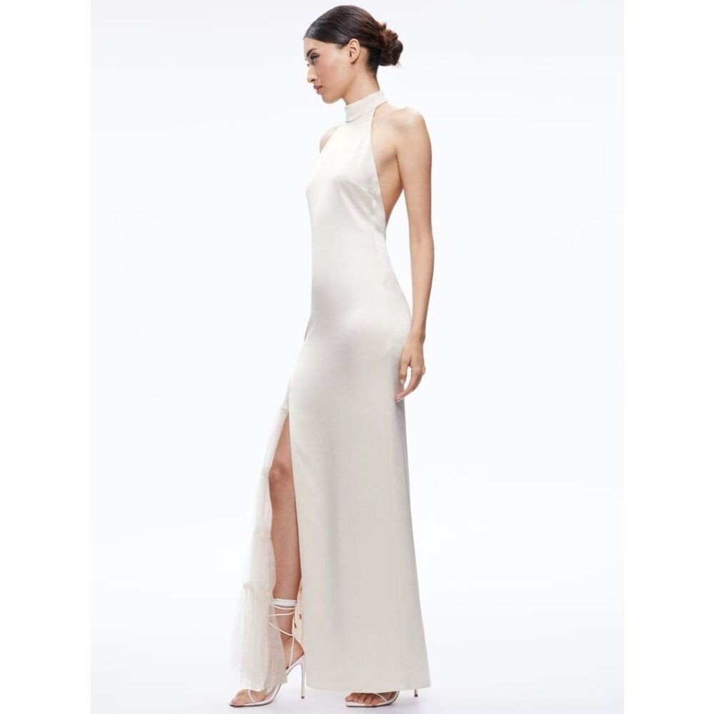 Alice & Olivia Ryn Slit Tulle Panel Maxi Dress – size 4, New with tags