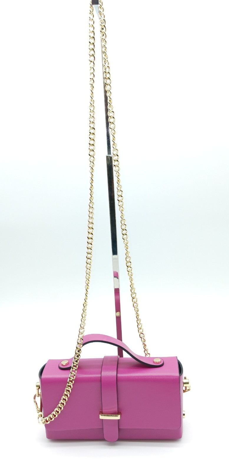 Fuchsia Italian Genuine Leather Small Crossbody Handbag – Made In Italy