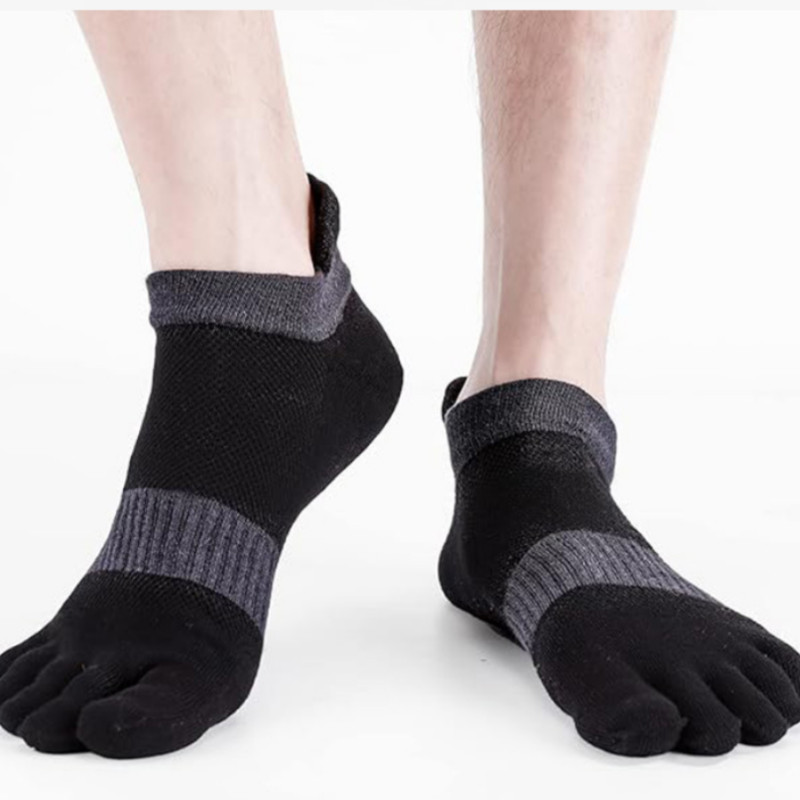 6 Pairs Five Finger Toe Low Cut Men Sport Solid Athletic Ankle Work Cotton Socks