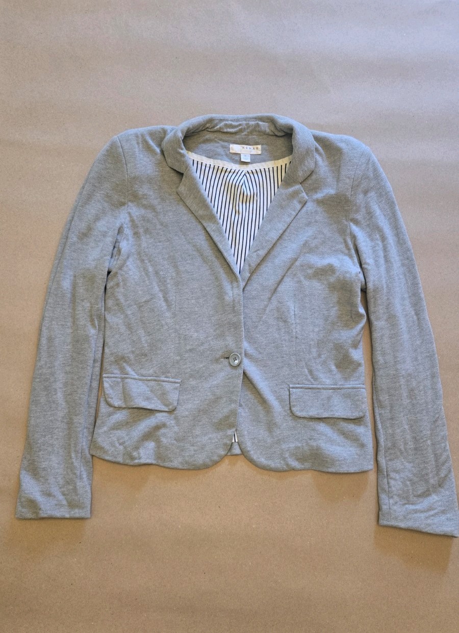Kenar Gray Cotton Pique Blazer Single Button Women’s Size Medium