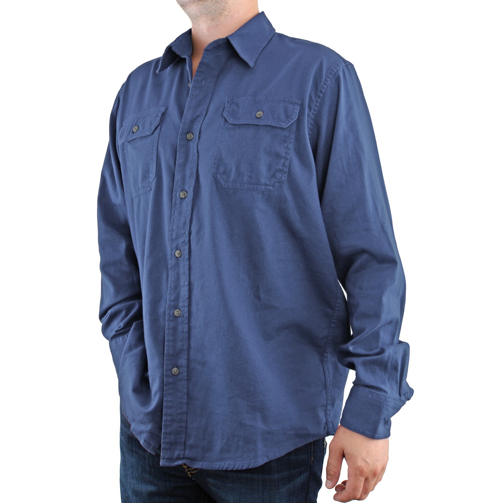 Wrangler Men’s Shirt Flex Comfort Fit, Button-Up Denim, Two-Pocket, 100% Cotton