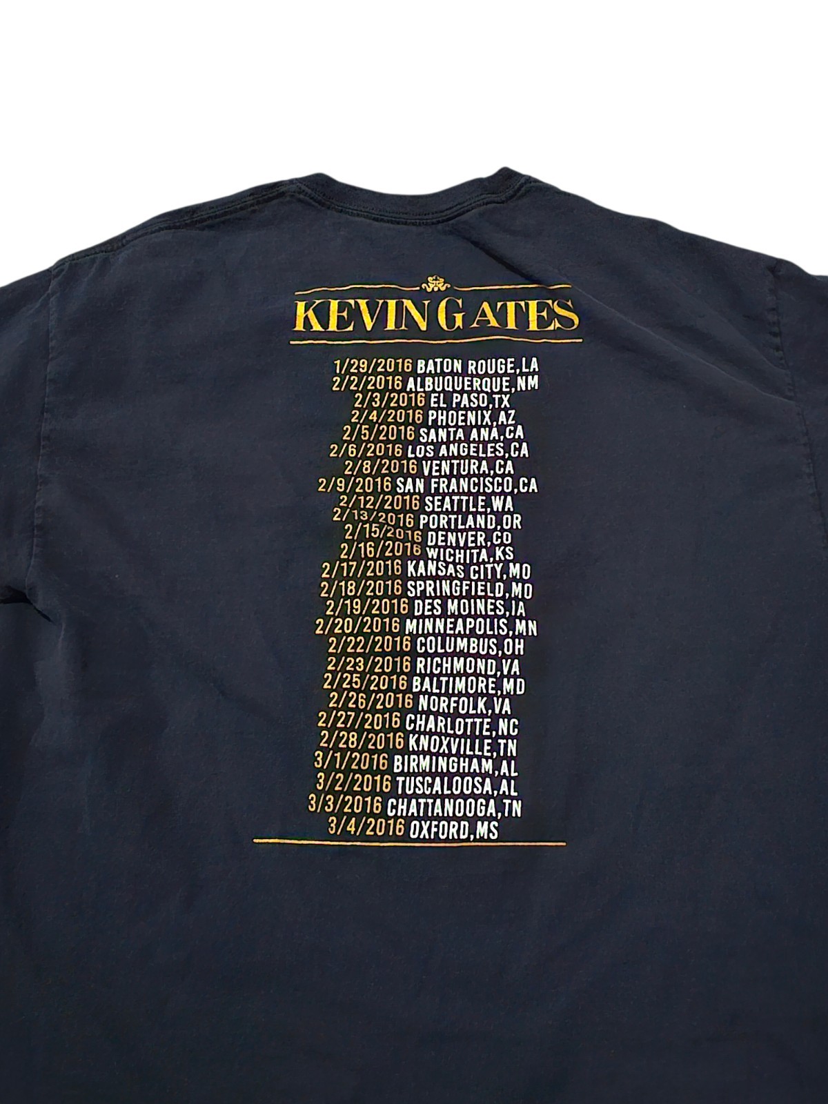 Kevin Gates Islah Tour 2016 Double-Sided Graphic Rap T-Shirt Size XL Faded Black