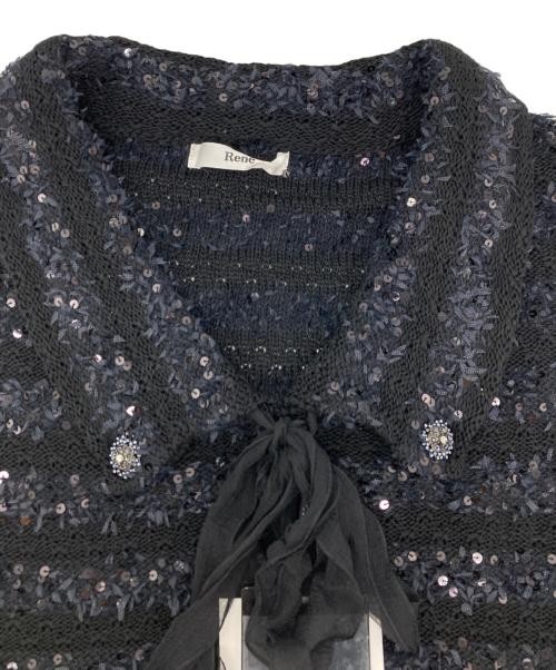 Rene Sequin Sleeveless Knit Top, Black, Cotton/Nylon/Polyester, M
