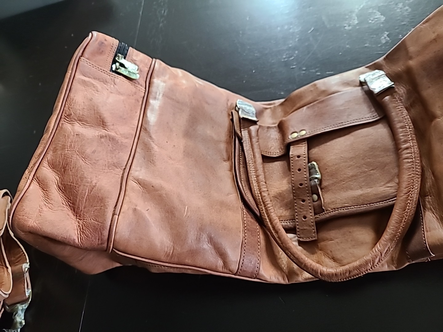 28-Inch Large Leather Duffel Bag – Travel, Gym, Sports, Overnight & Weekend Bag