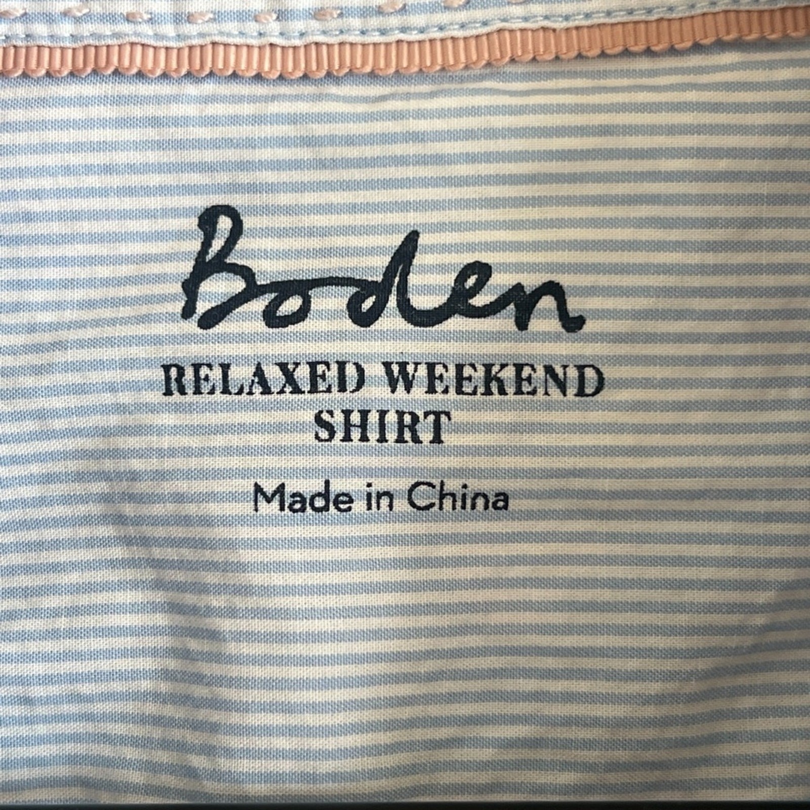 Boden The Relaxed Weekend Shirt Long Sleeve Button Down Flannel US 12 Blue Plaid